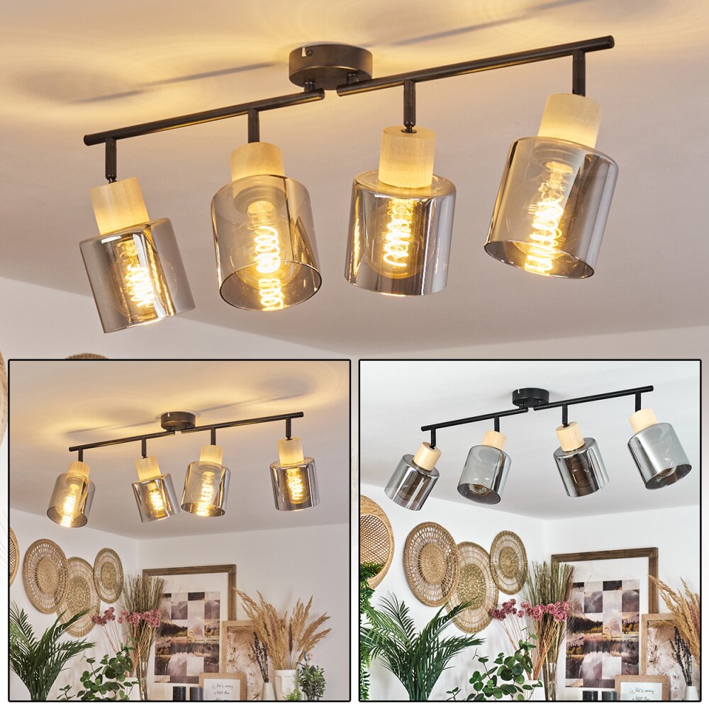 Covelas Deckenleuchte Naturfarben, Schwarz, 4-flammig main product photo