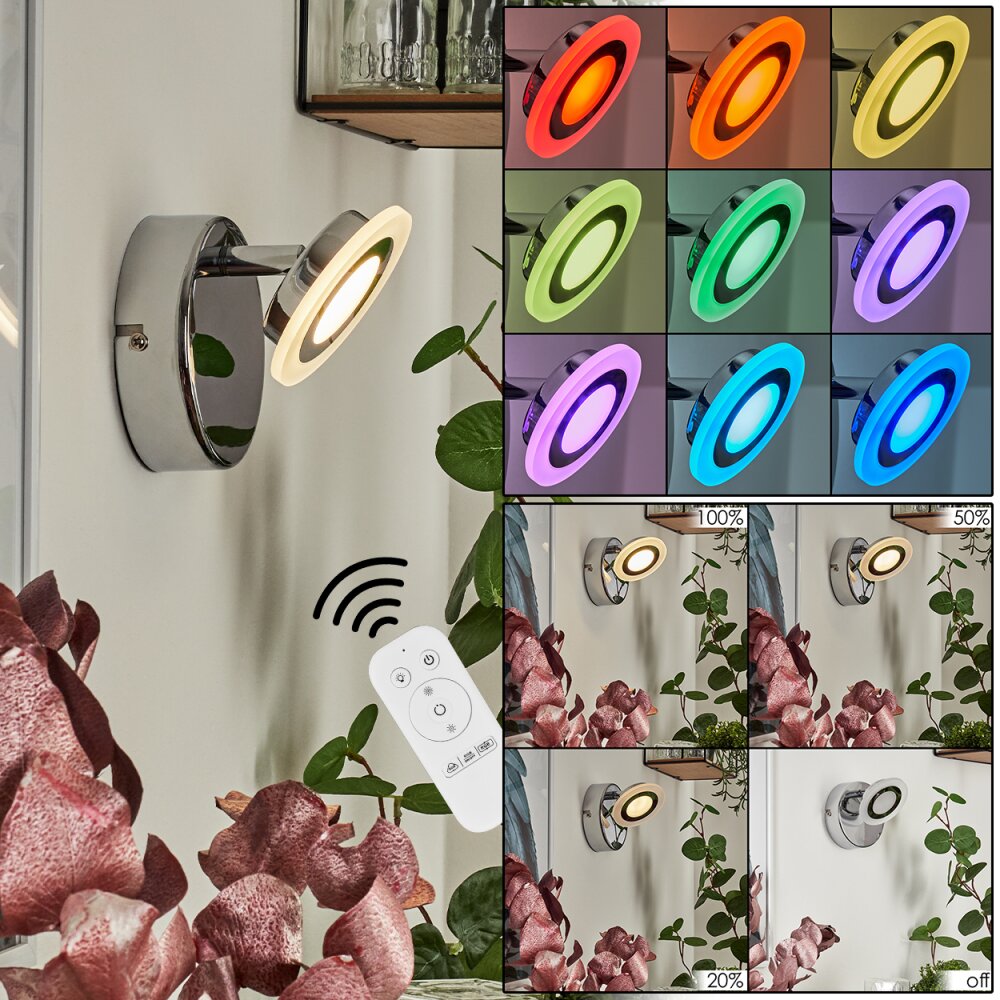 Lucy Wandleuchte LED Chrom, 1-flammig, Fernbedienung, Farbwechsler main product photo