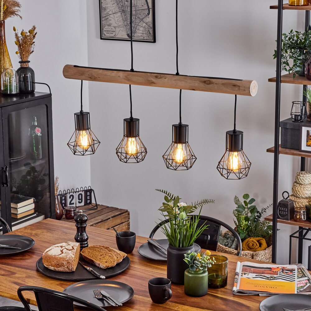 Bardhaman Pendelleuchte Naturfarben, Schwarz, 4-flammig main product photo