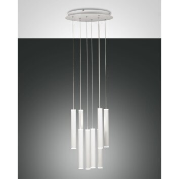 Fabas Luce Prado Pendelleuchte LED Weiß, 8-flammig