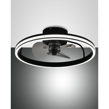 Fabas Luce Relais Deckenventilator LED Schwarz, 1-flammig