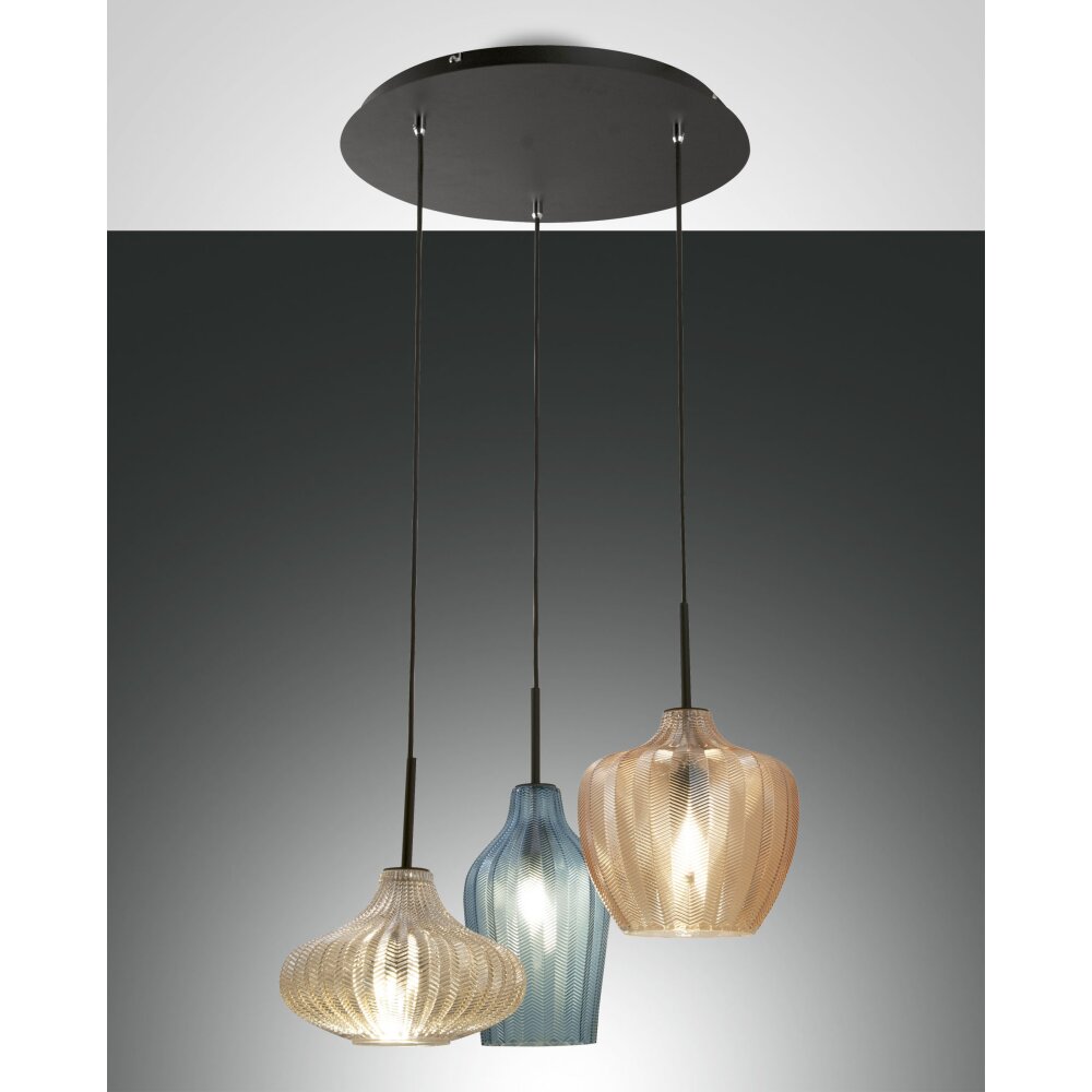 Fabas Luce Olbia Pendelleuchte Schwarz, 3-flammig main product photo