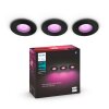 Philips Hue 3er Set Xamento Einbauleuchte LED Schwarz, 3-flammig, Farbwechsler