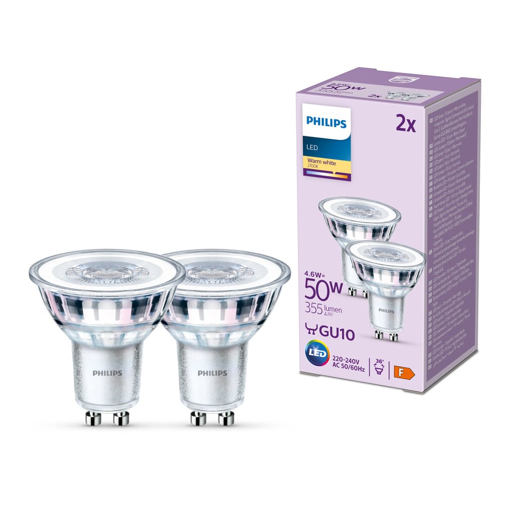 Philips Classic 2er Set LED GU10 4,6 Watt 2700 Kelvin 355 Lumen main product photo