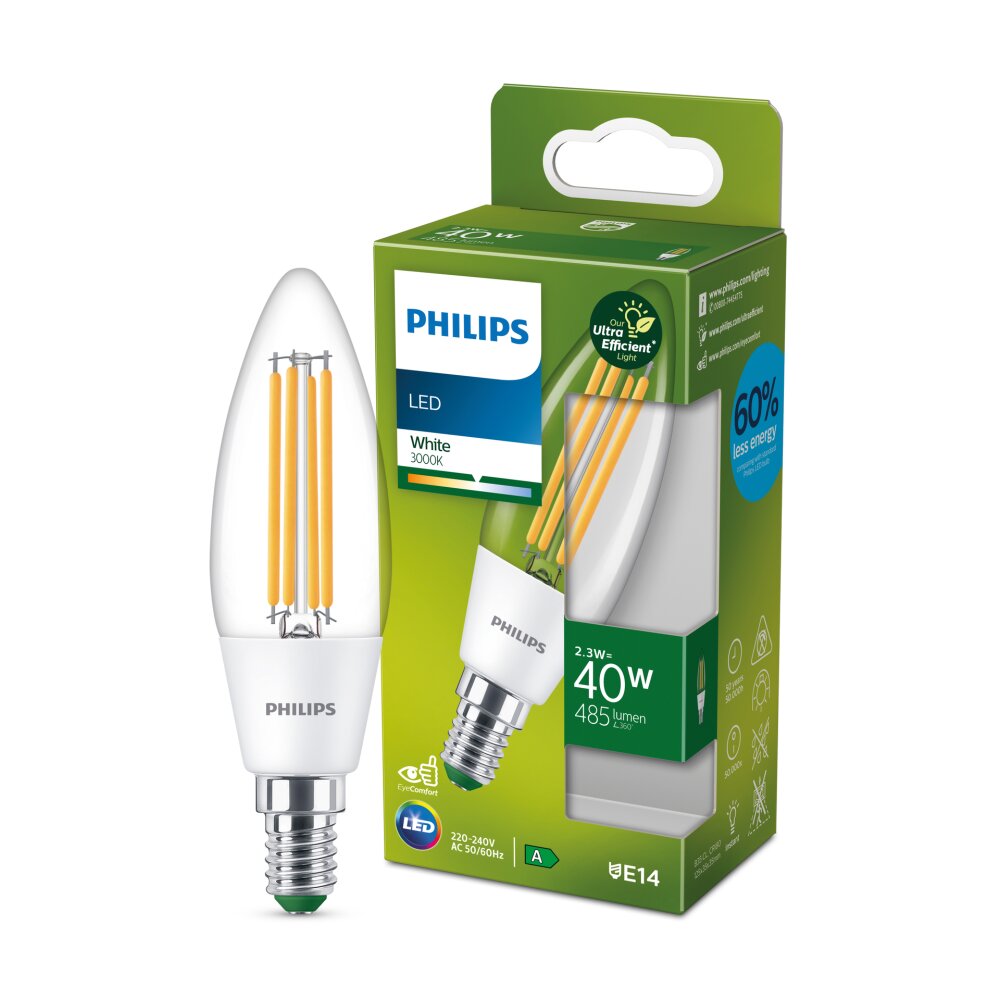 Philips Classic LED E14 2,3 Watt 3000 Kelvin 485 Lumen 8719514435759 | Tischlampen