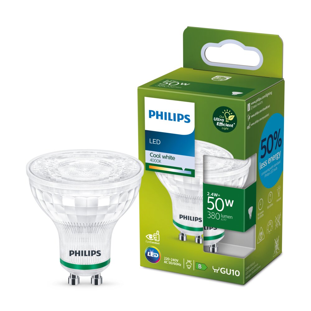 Philips Classic LED GU10 2,4 Watt 4000 Kelvin 380 Lumen main product photo