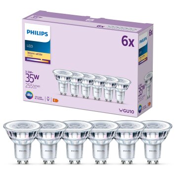 Philips Classic 6er Set LED GU10 3,5 Watt 2700 Kelvin 255 Lumen