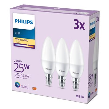 Philips Classic 3er Set LED E14 2,8 Watt 2700 Kelvin 250 Lumen