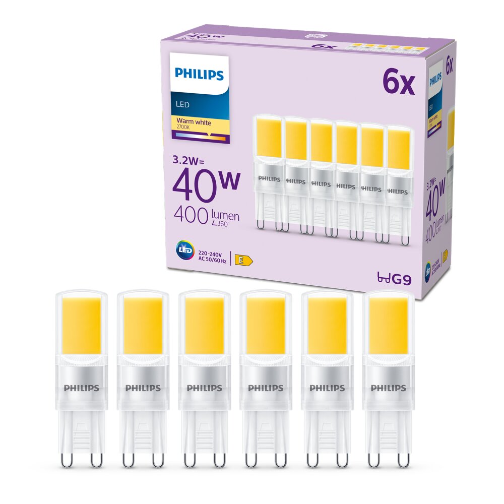 Philips Brenner 6er Set LED GU9 3,2 Watt 2700 Kelvin 400 Lumen main product photo