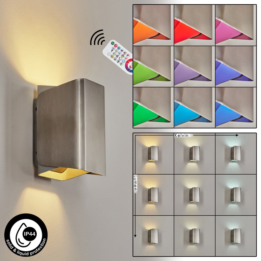 Bafueiras Außenwandleuchte LED Nickel-Matt, Weiß, 1-flammig, Fernbedienung, Farbwechsler main product photo