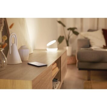 Philips WiZ SQUIRE Tischleuchte LED Weiß, 1-flammig, Fernbedienung, Farbwechsler