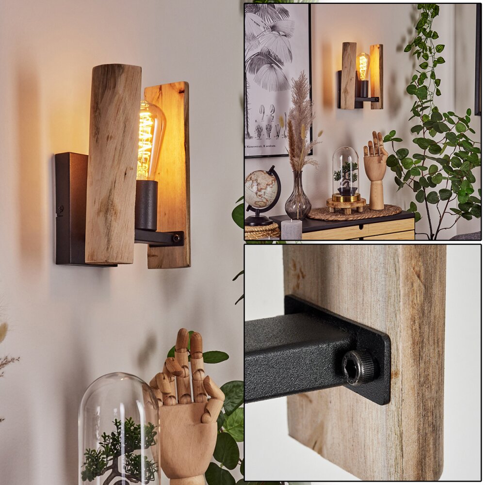Sande Wandleuchte Naturfarben, Schwarz, 1-flammig main product photo