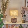 Lahnus Tischleuchte Braun, Holzoptik, Weiß, 1-flammig