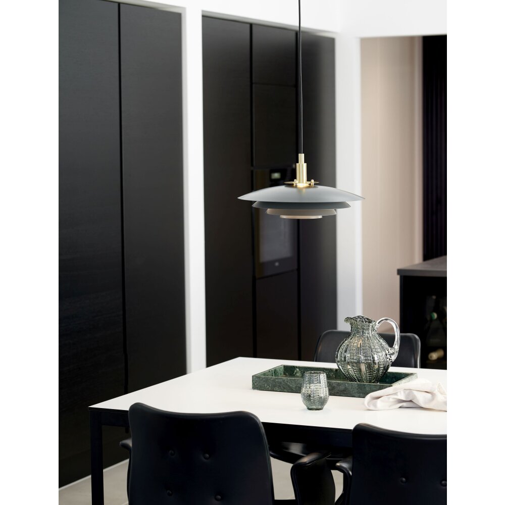 Nordlux BRETAGNE Hängeleuchte Grau, Messing, 1-flammig main product photo