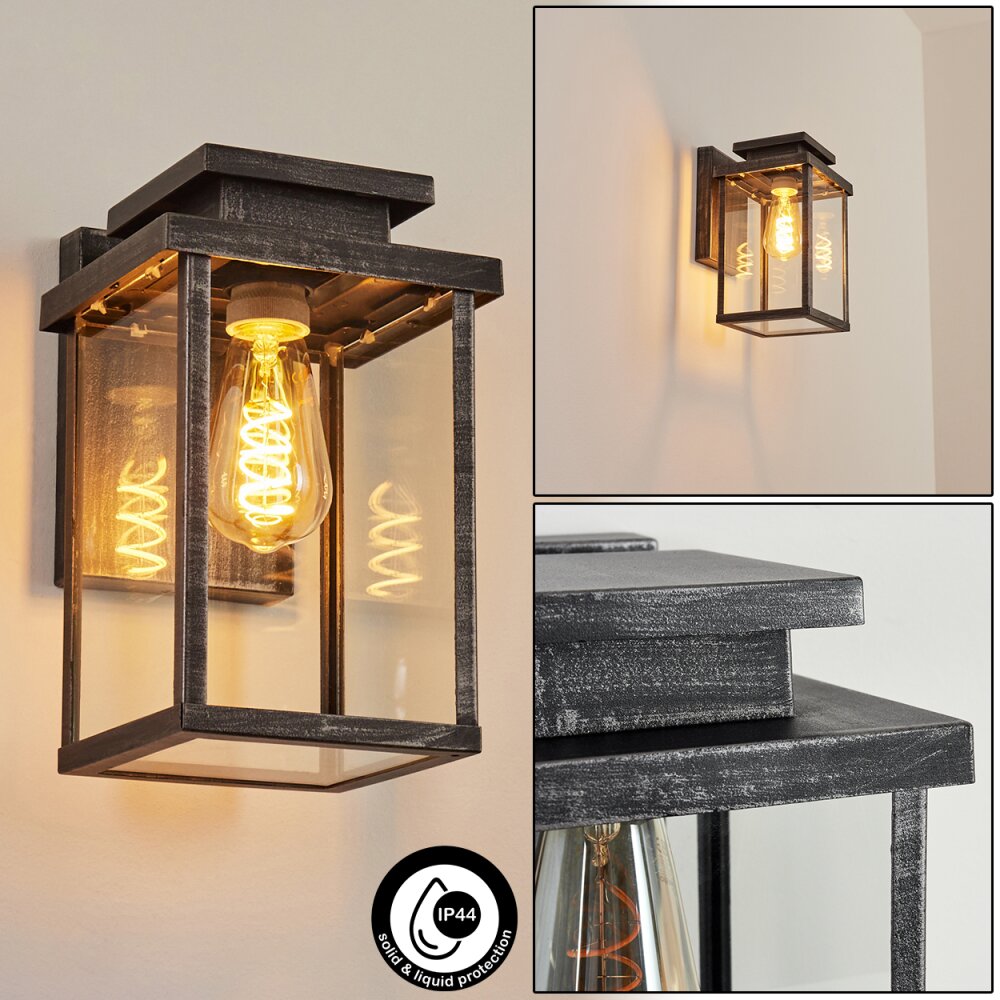 Tieva Außenwandleuchte Schwarz, Silber, 1-flammig main product photo