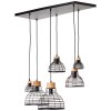 Brilliant Avia Pendelleuchte Holz hell, Schwarz, 6-flammig