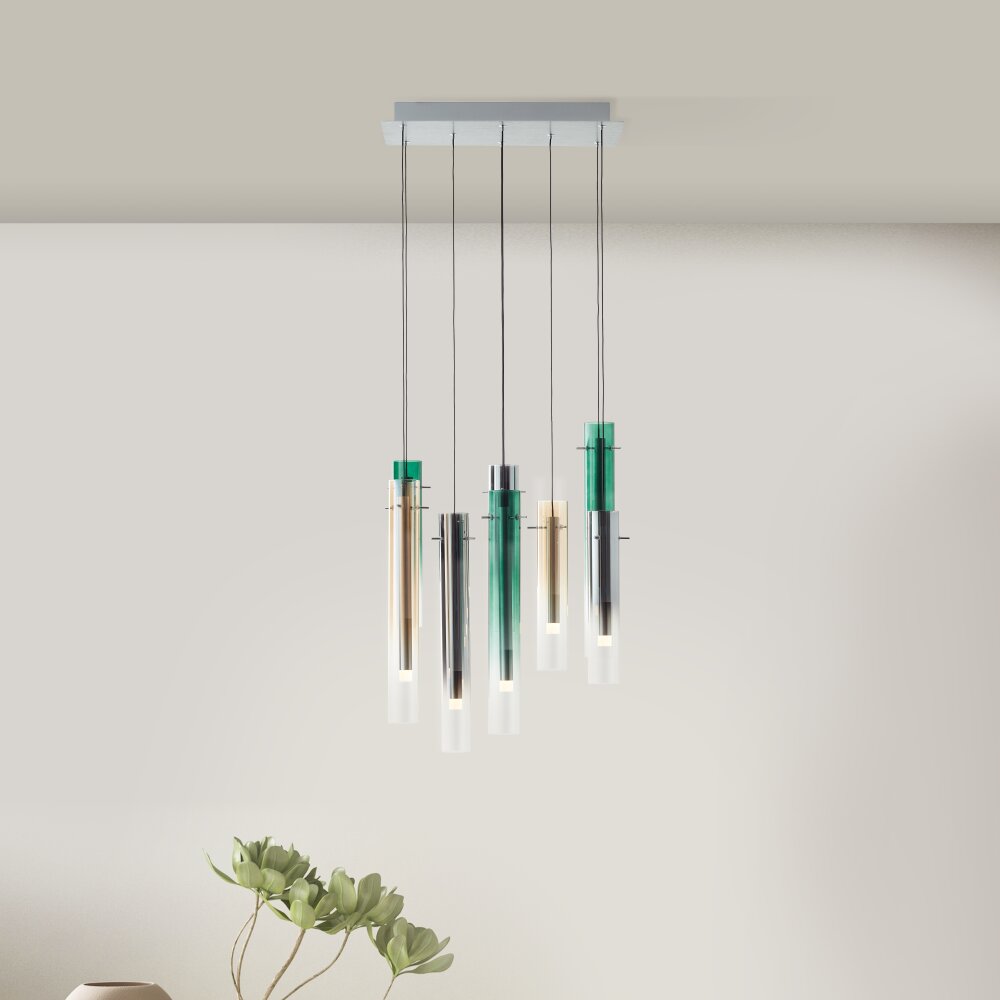 Brilliant Inez Pendelleuchte LED Silber, 8-flammig main product photo