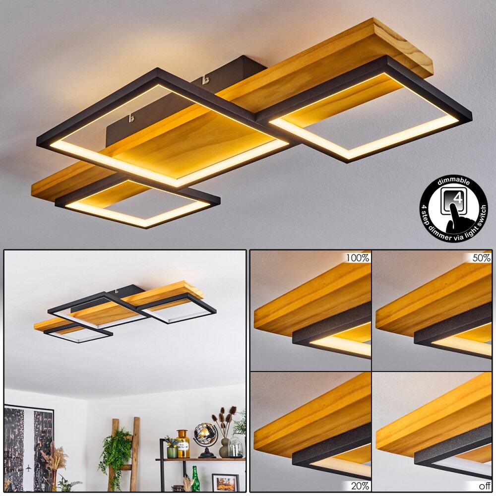 Pompu Deckenleuchte LED Naturfarben, Schwarz, 1-flammig main product photo