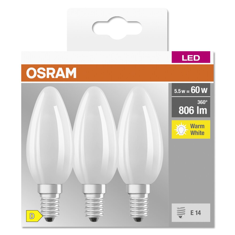 OSRAM LED Tropfenlampe 6,5W E14 806lm 2700
