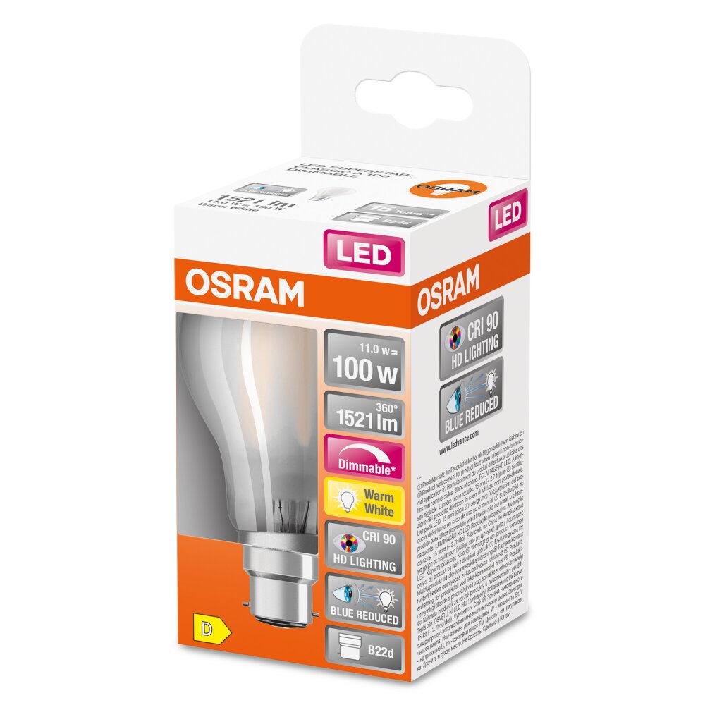 OSRAM SUPERSTAR LED B22d 11 Watt 2700 Kelvin 1521 Lumen main product photo