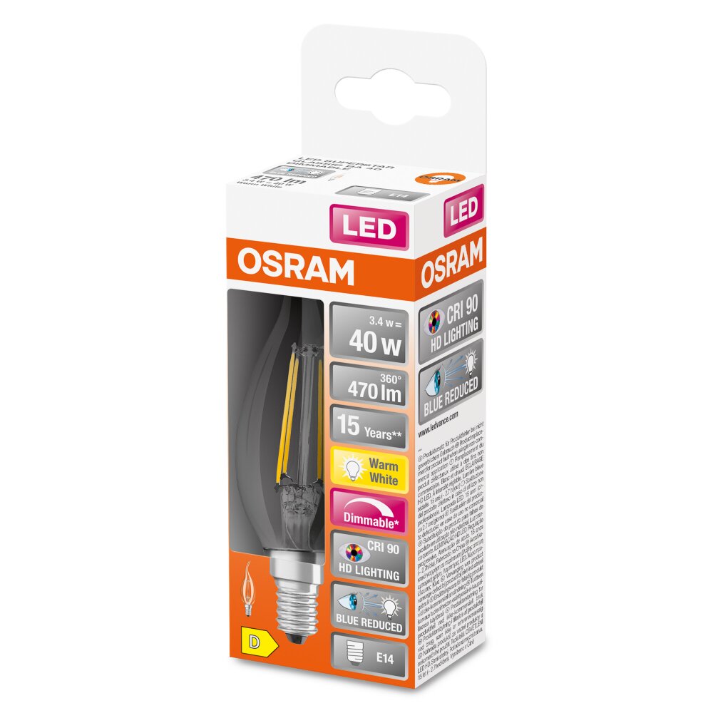 OSRAM SUPERSTAR LED E14 3,4 Watt 2700 Kelvin 470 Lumen main product photo