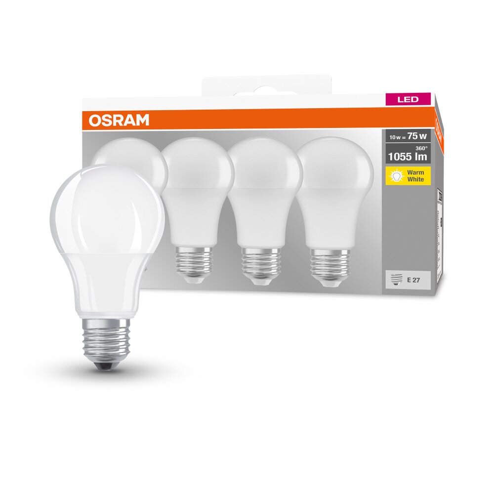 OSRAM CLASSIC A 4er Set LED E27 10 Watt 2700 Kelvin 1055 Lumen main product photo