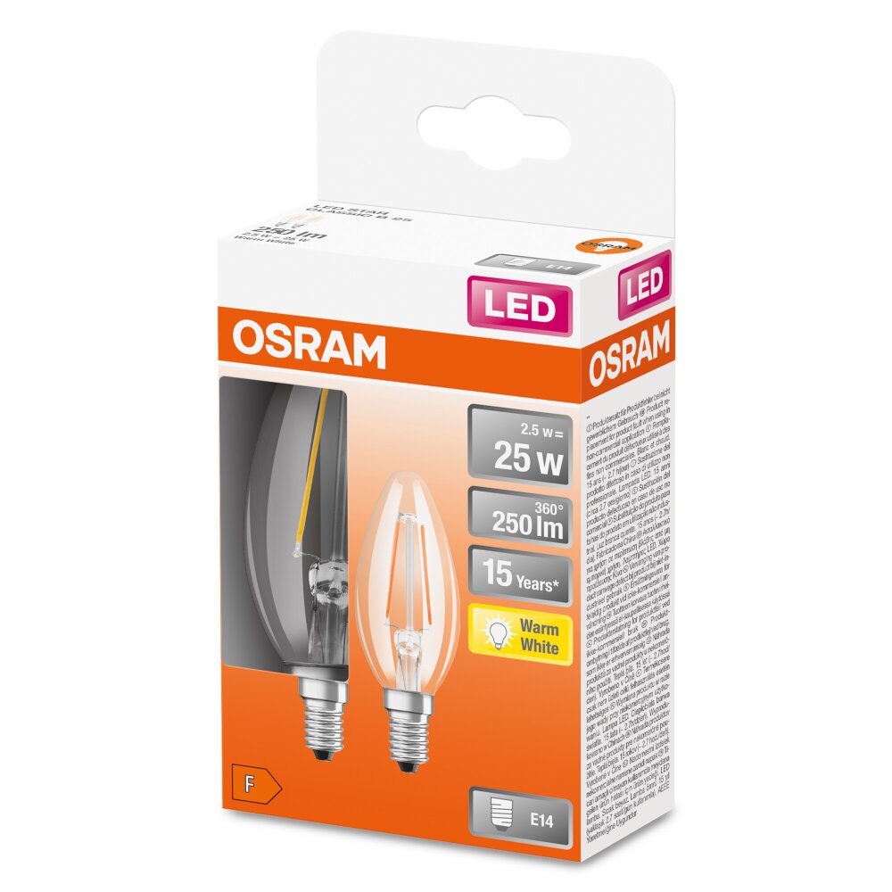OSRAM LED Retrofit 2er Set E14 2,5 Watt 2700 Kelvin 250 Lumen main product photo
