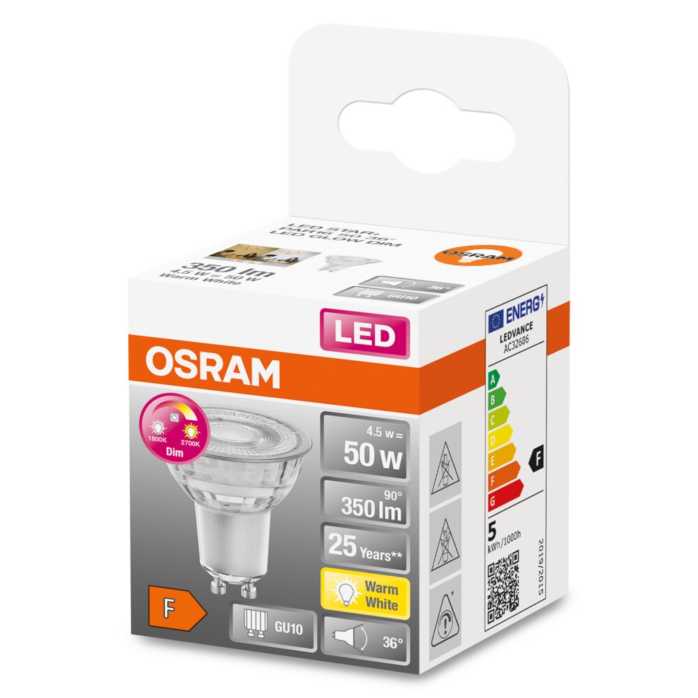 OSRAM LED SUPERSTAR GU10 4,5 Watt 2700 Kelvin 350 Lumen main product photo