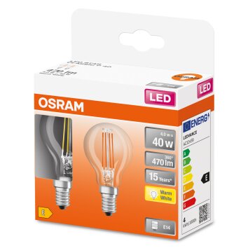 OSRAM LED Retrofit 2er Set E14 4 Watt 2700 Kelvin 470 Lumen