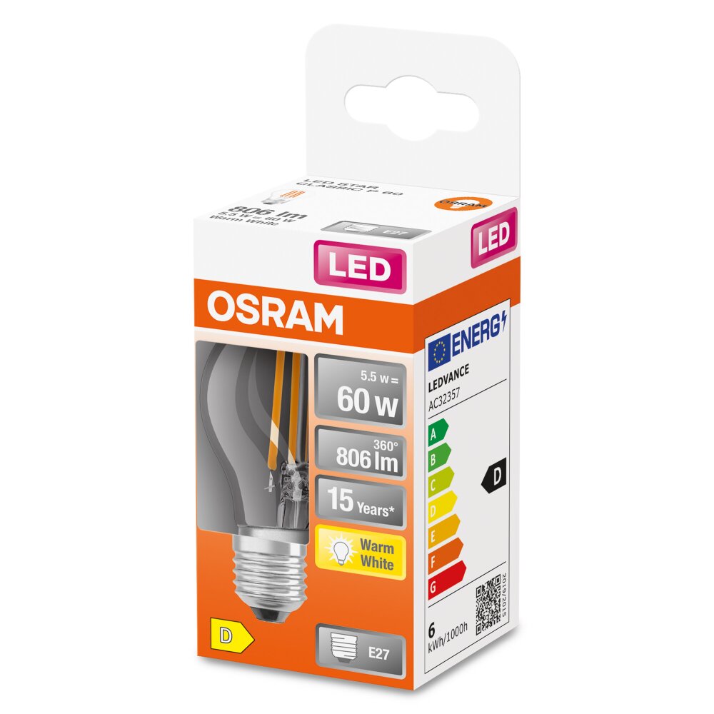 OSRAM LED Retrofit E27 5,5 Watt 2700 Kelvin 806 Lumen main product photo