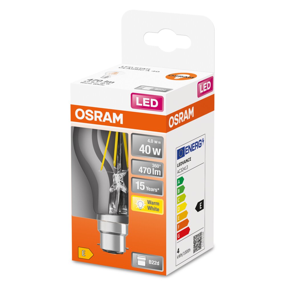 OSRAM LED Retrofit B22d 4 Watt 2700 Kelvin 470 Lumen main product photo