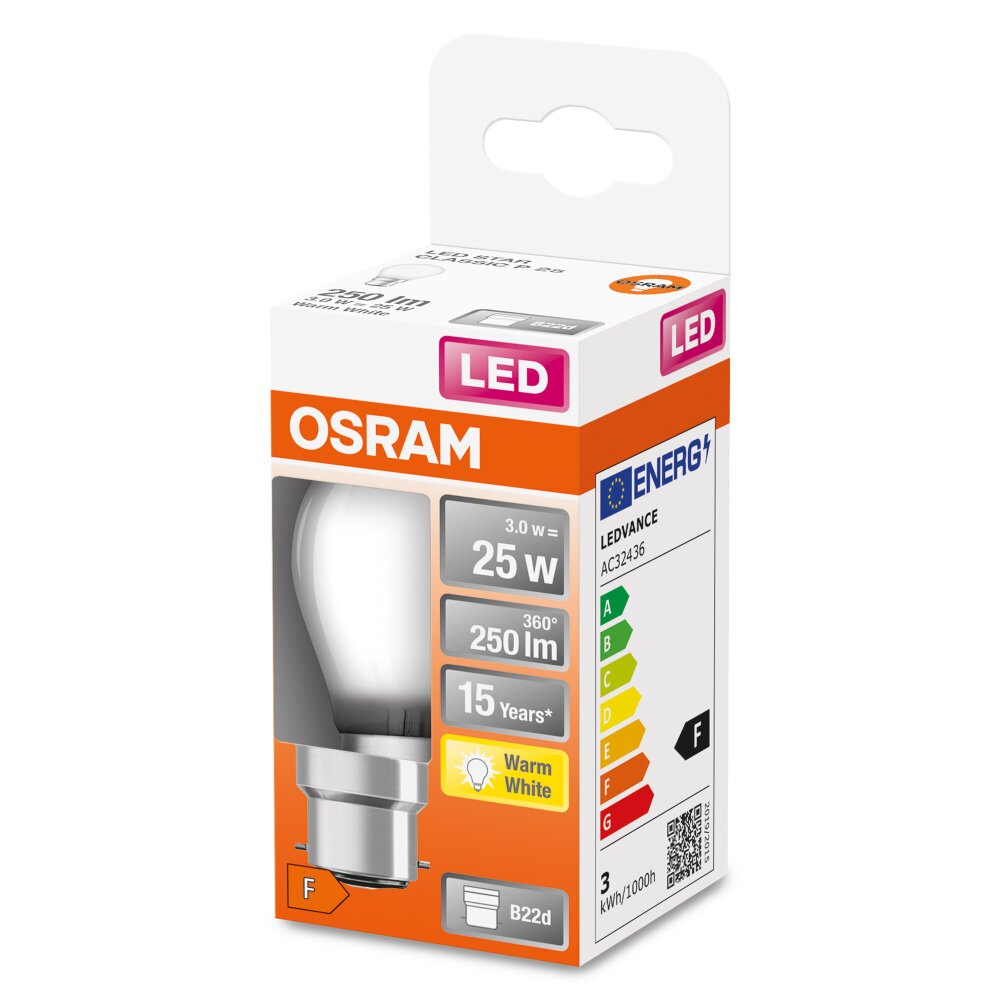 OSRAM LED Retrofit B22d 2,5 Watt 2700 Kelvin 250 Lumen main product photo