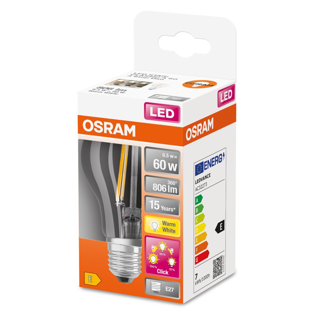 OSRAM CLASSIC A LED E27 6,5 Watt 2700 Kelvin 806 Lumen main product photo