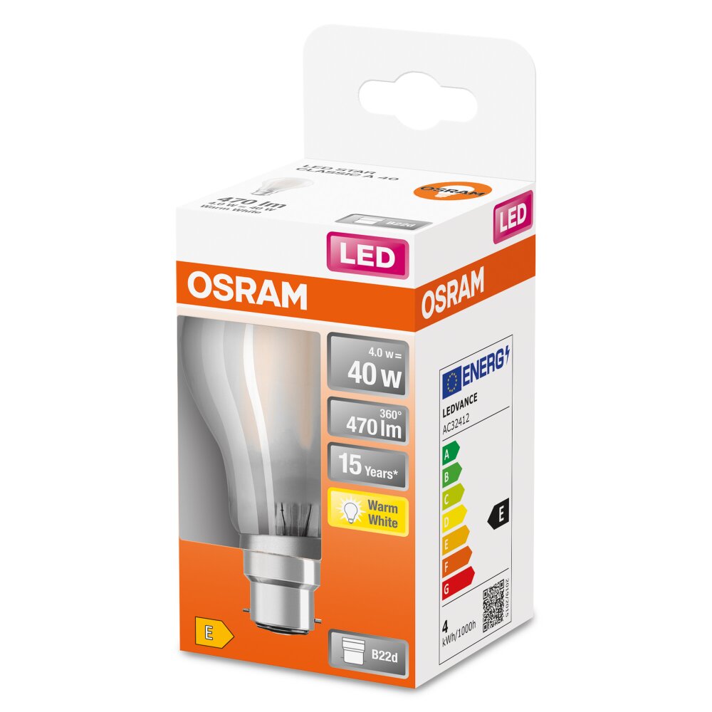 OSRAM LED Retrofit B22d 4 Watt 2700 Kelvin 470 Lumen main product photo
