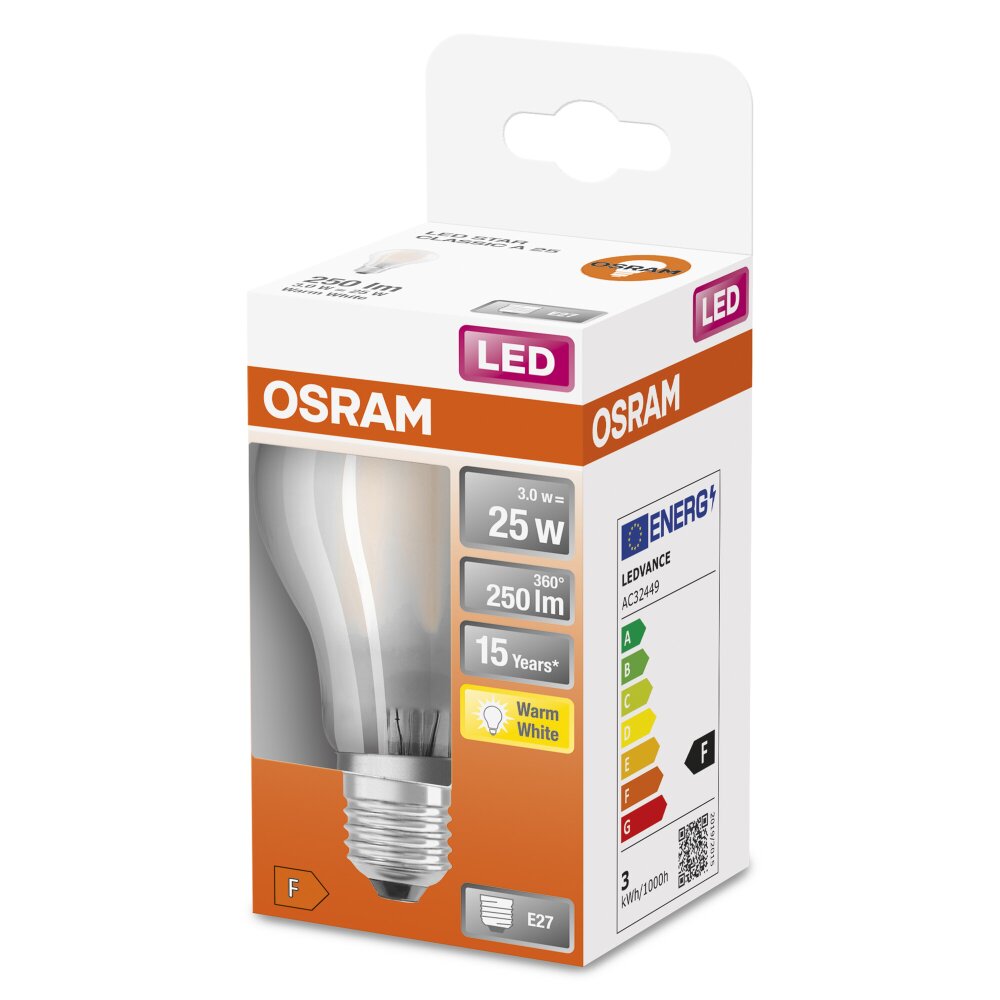 OSRAM LED Retrofit E27 2,5 Watt 2700 Kelvin 250 Lumen main product photo