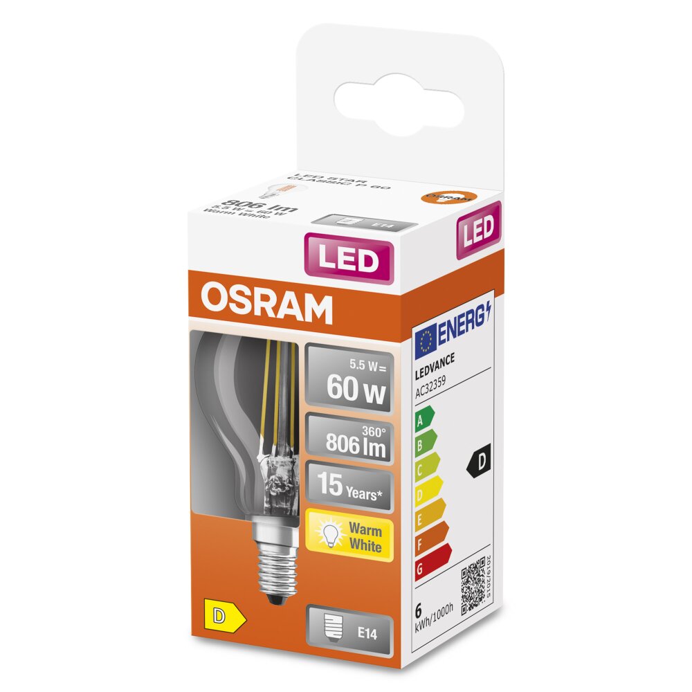 OSRAM LED Retrofit E14 5,5 Watt 2700 Kelvin 806 Lumen main product photo
