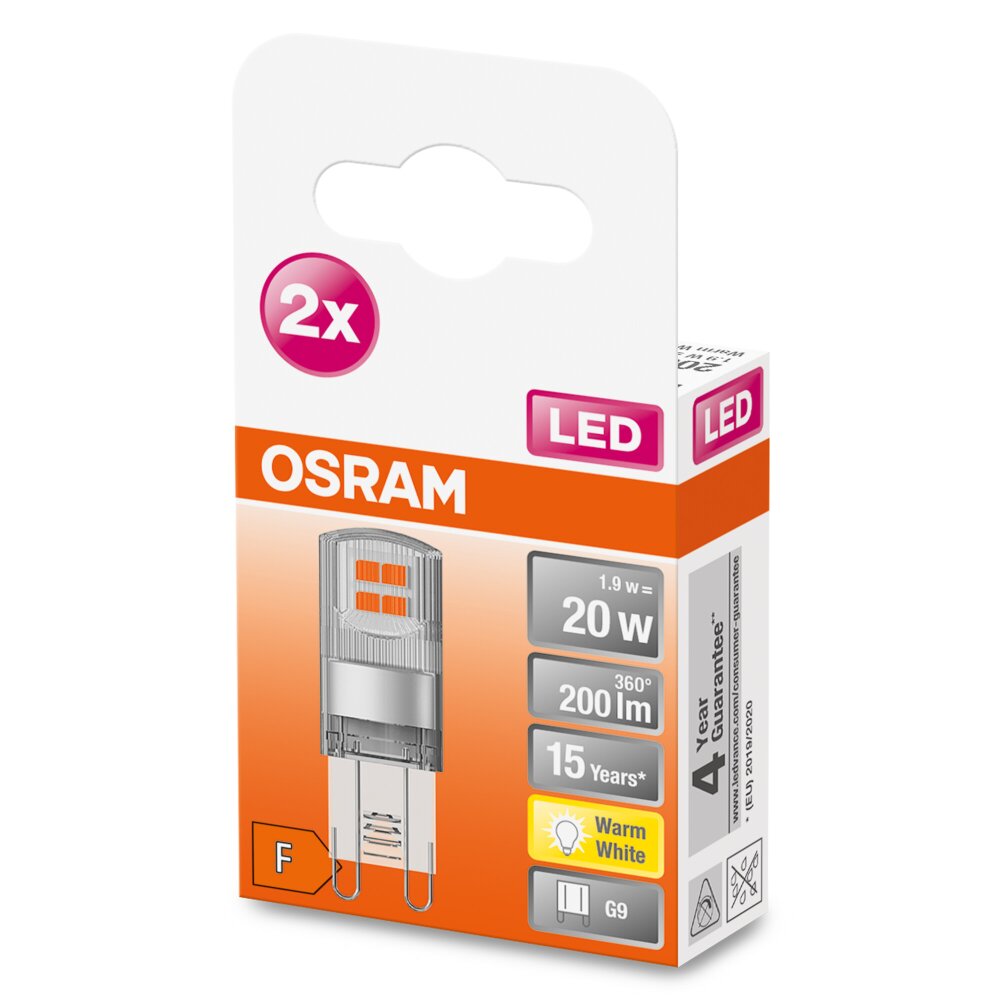 OSRAM LED PIN 2er Set G9 1,9 Watt 2700 Kelvin 200 Lumen main product photo