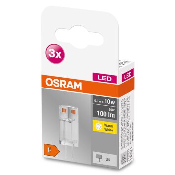OSRAM LED BASE PIN 3er Set G4 0,9 Watt 2700 Kelvin 100 Lumen