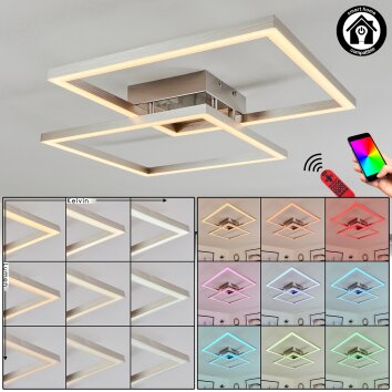 Relous Deckenleuchte LED Edelstahl, 2-flammig, Fernbedienung, Farbwechsler