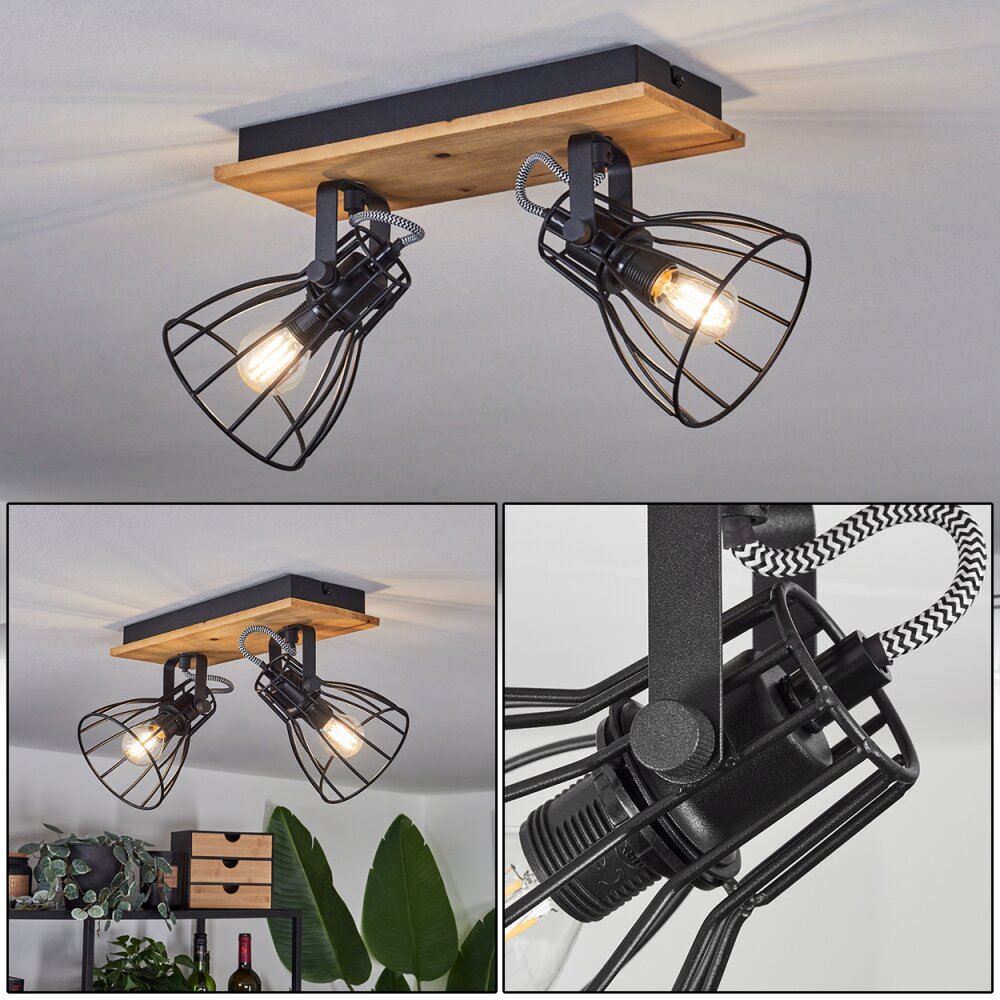 Tros Deckenleuchte Naturfarben, Schwarz, 2-flammig main product photo