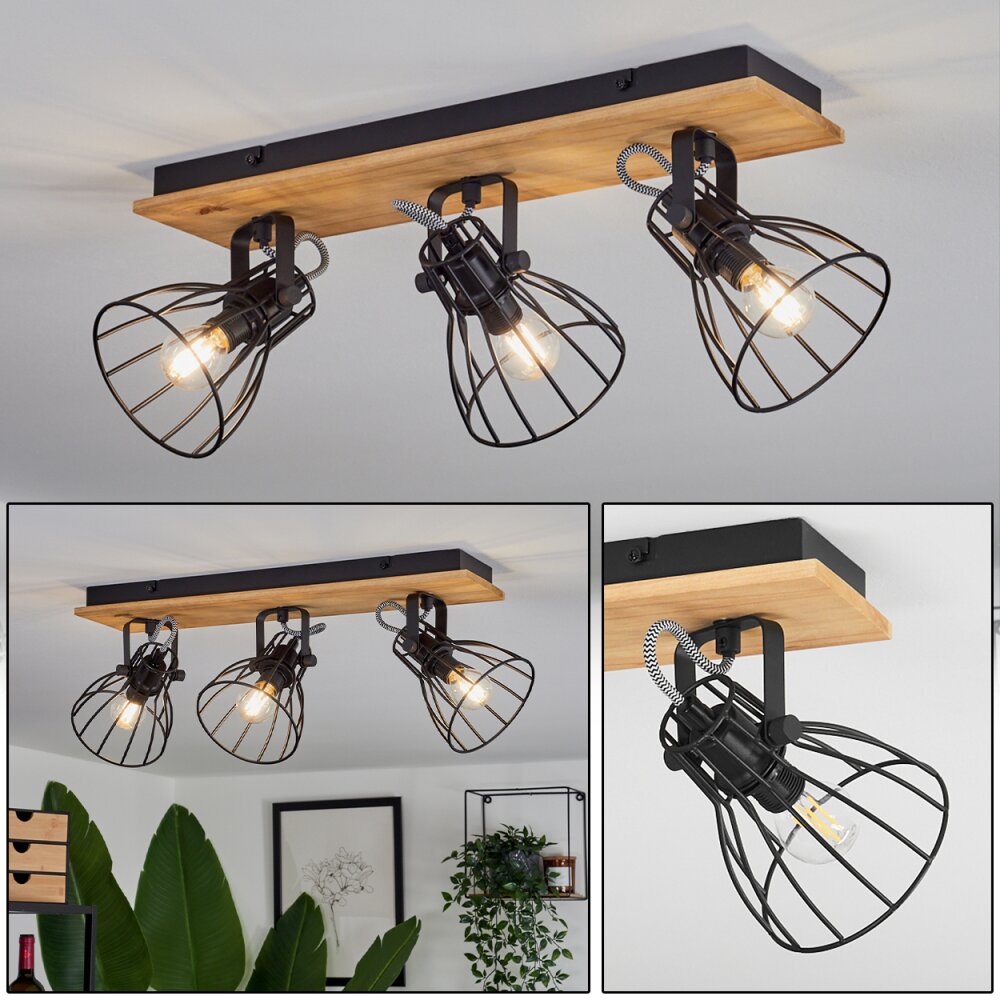 Tros Deckenleuchte Naturfarben, Schwarz, 3-flammig main product photo