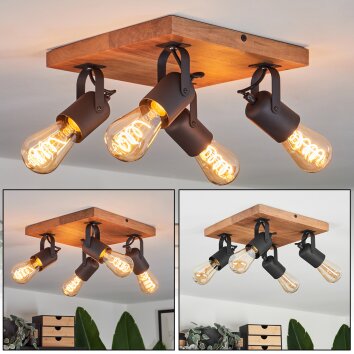 Brilliant Leuchten Holz Deckenleuchte 85831/46 Schwarz dunkel, Decca lampe 