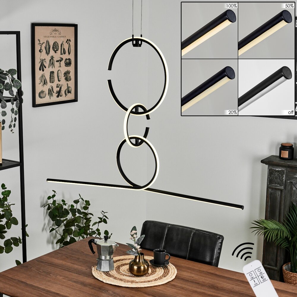 Chlak Pendelleuchte LED Schwarz, 3-flammig, Fernbedienung main product photo