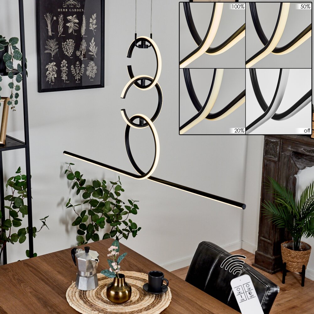 Chlak Pendelleuchte LED Schwarz, 3-flammig, Fernbedienung main product photo