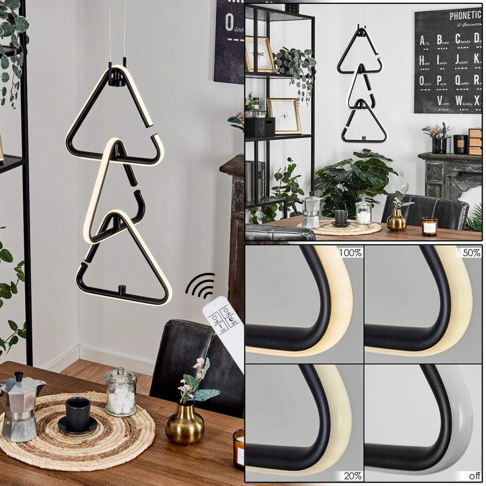 Chlak Pendelleuchte LED Schwarz, 3-flammig, Fernbedienung main product photo