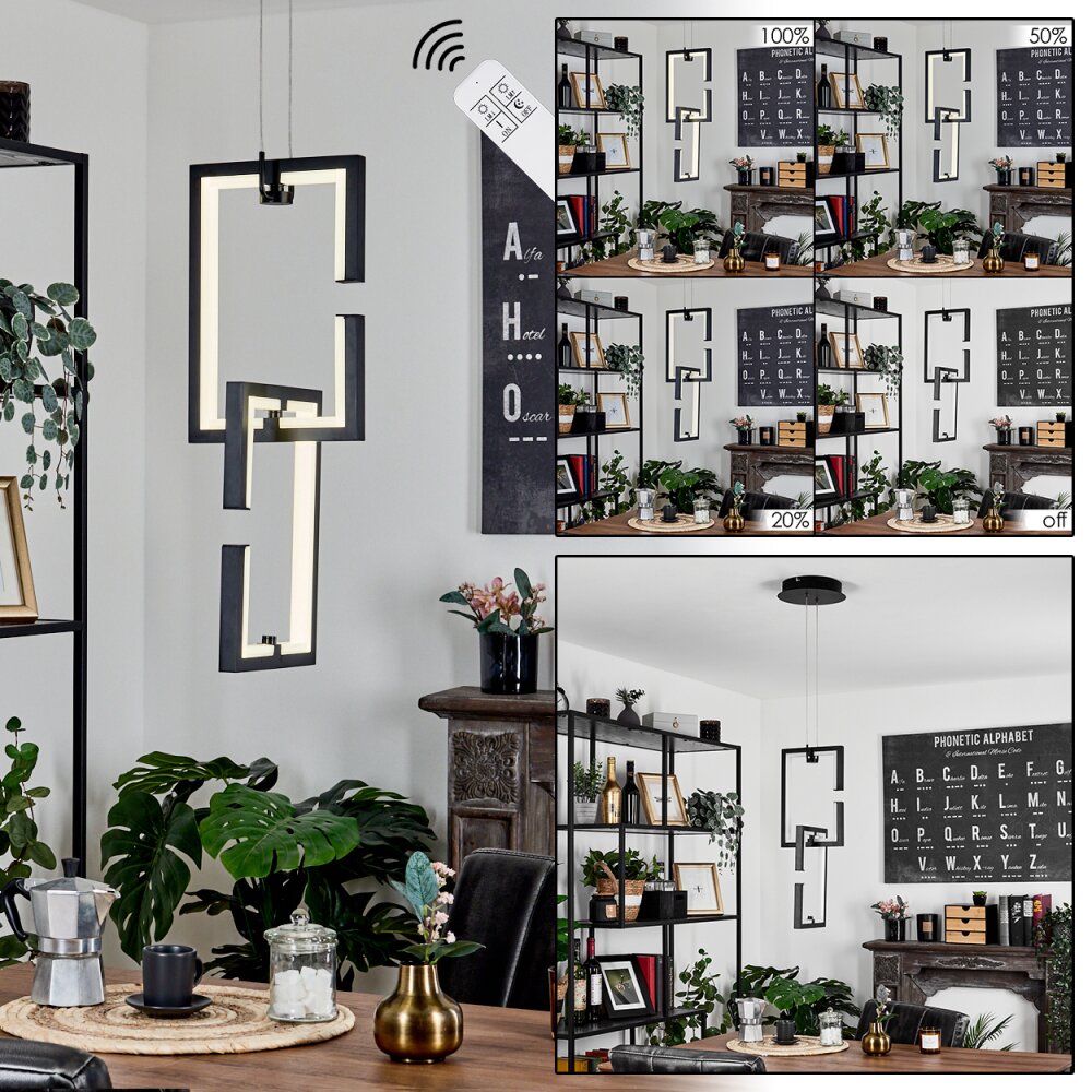 Chlak Pendelleuchte LED Schwarz, 2-flammig, Fernbedienung main product photo