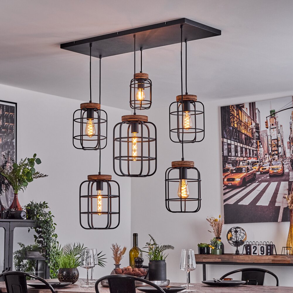 Husvik Hängeleuchte Schwarz, 6-flammig main product photo