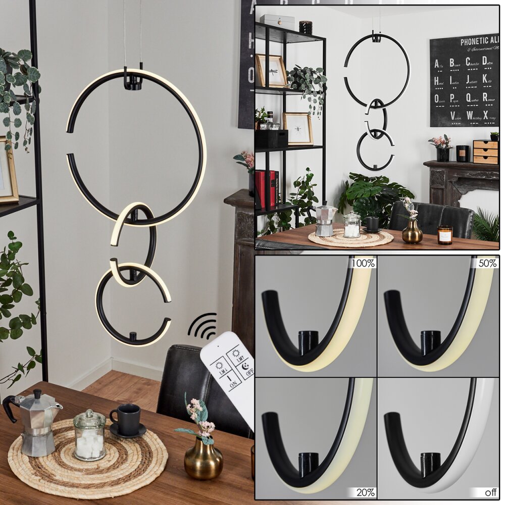 Chlak Pendelleuchte LED Schwarz, 3-flammig, Fernbedienung main product photo