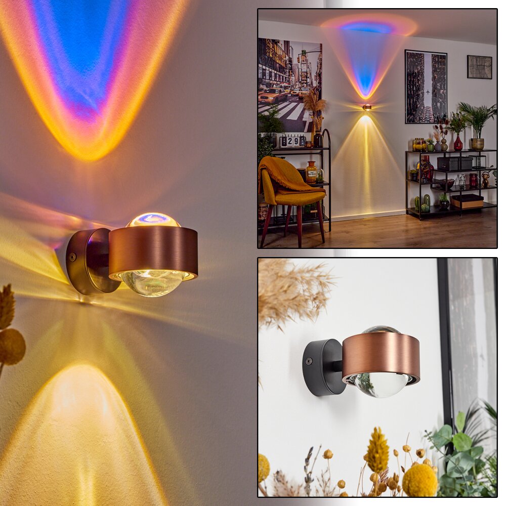 Sapri Wandleuchte Kupferfarben, Schwarz, 1-flammig main product photo
