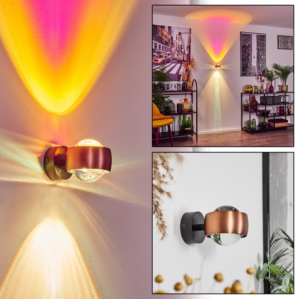 Sapri Wandleuchte Kupferfarben, Schwarz, 1-flammig main product photo